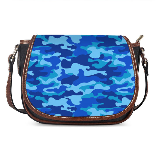 Blue Camouflage Print Saddle Bag