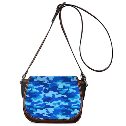 Blue Camouflage Print Saddle Bag