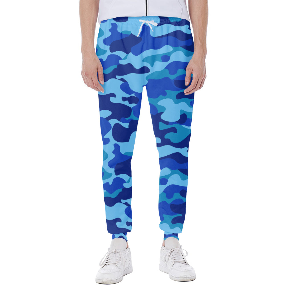 Blue Camouflage Print Scuba Joggers