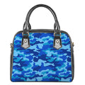 Blue Camouflage Print Shoulder Handbag