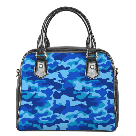 Blue Camouflage Print Shoulder Handbag