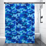 Blue Camouflage Print Shower Curtain