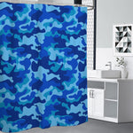 Blue Camouflage Print Shower Curtain