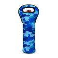 Blue Camouflage Print Single Neoprene Wine Tote