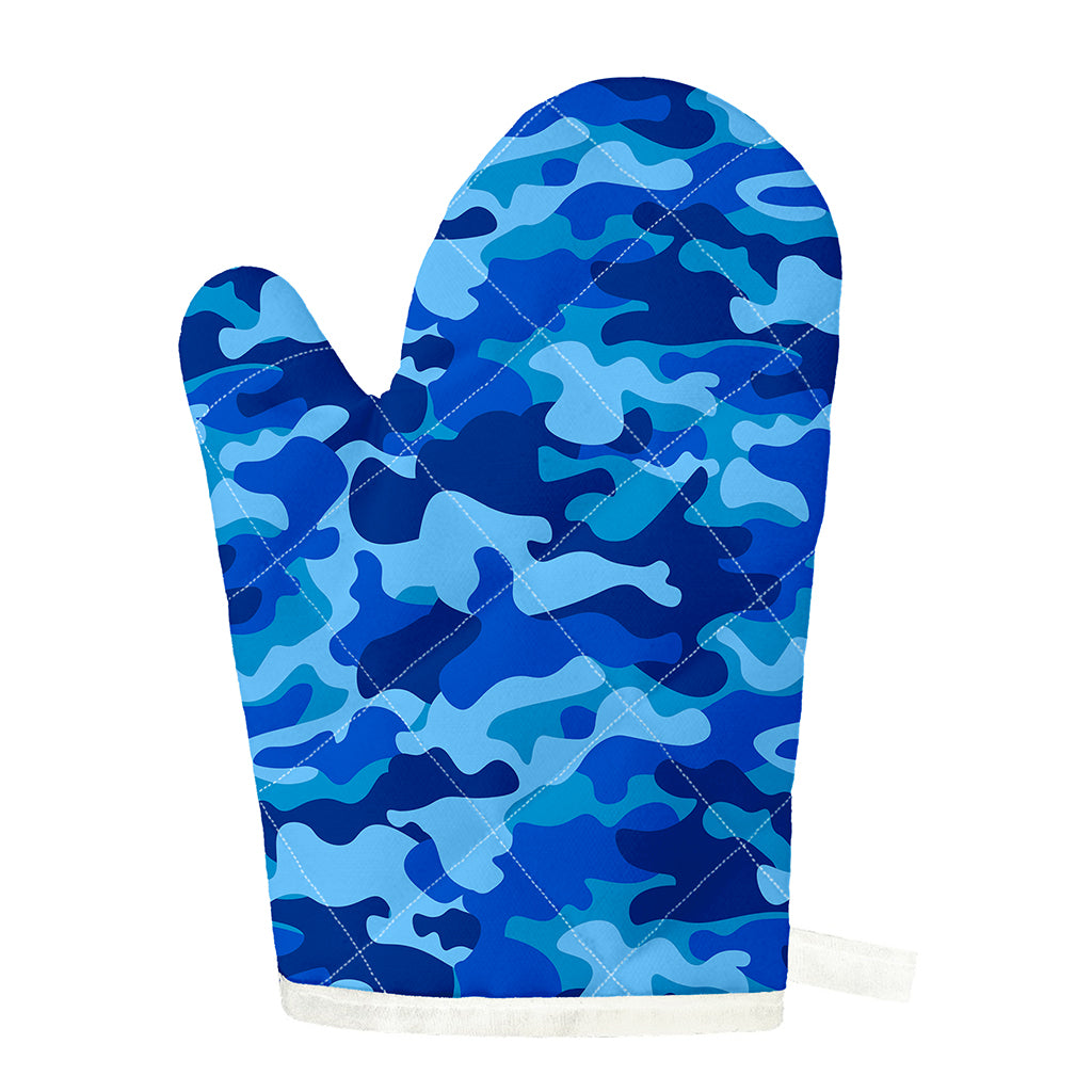 Blue Camouflage Print Single Oven Mitt