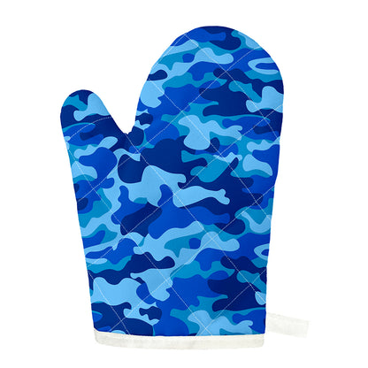 Blue Camouflage Print Single Oven Mitt