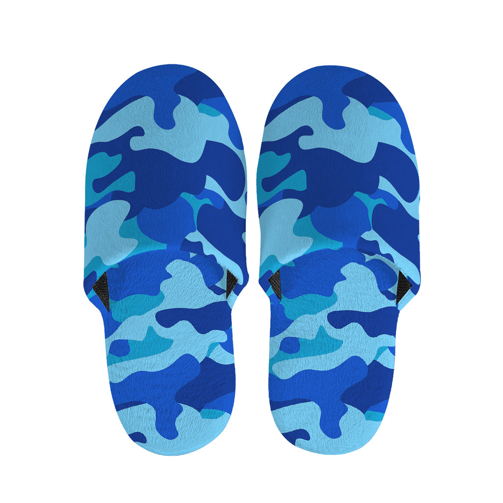 Blue Camouflage Print Slippers
