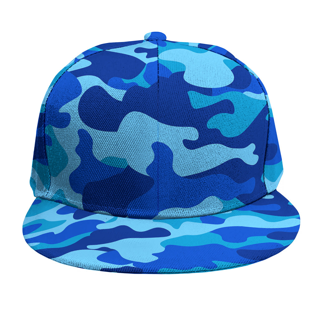 Blue Camouflage Print Snapback Cap