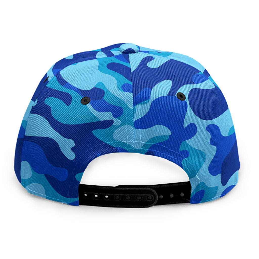 Blue Camouflage Print Snapback Cap