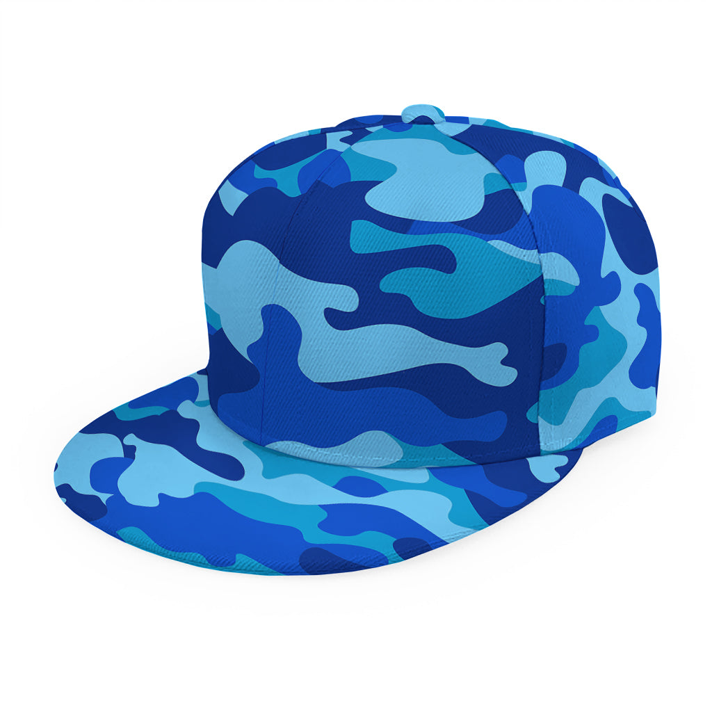 Blue Camouflage Print Snapback Cap