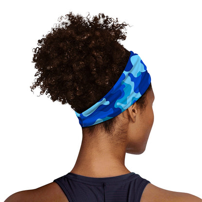 Blue Camouflage Print Sports Headband