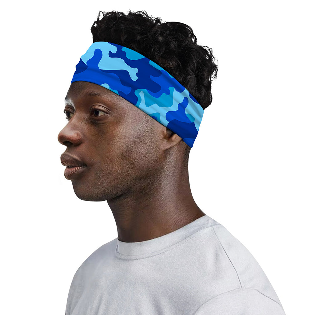 Blue Camouflage Print Sports Headband