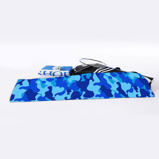 Blue Camouflage Print Sports Towel