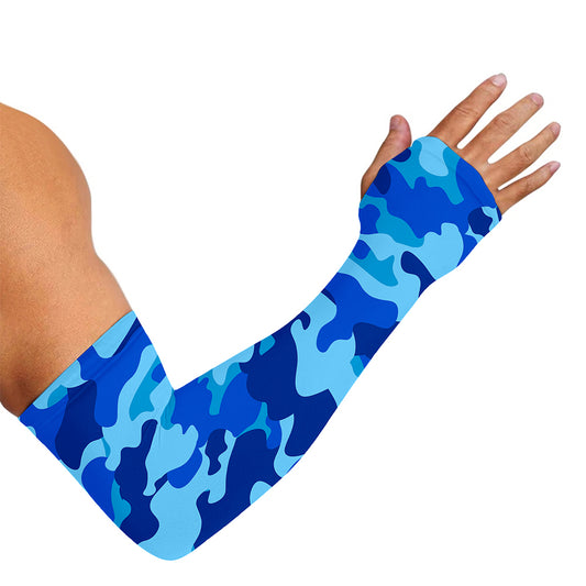 Blue Camouflage Print Sun Protection Arm Sleeves
