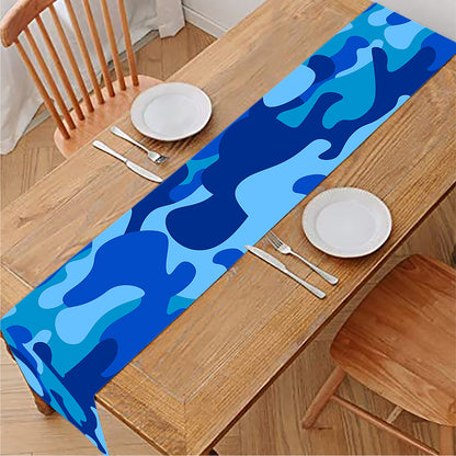 Blue Camouflage Print Table Runner