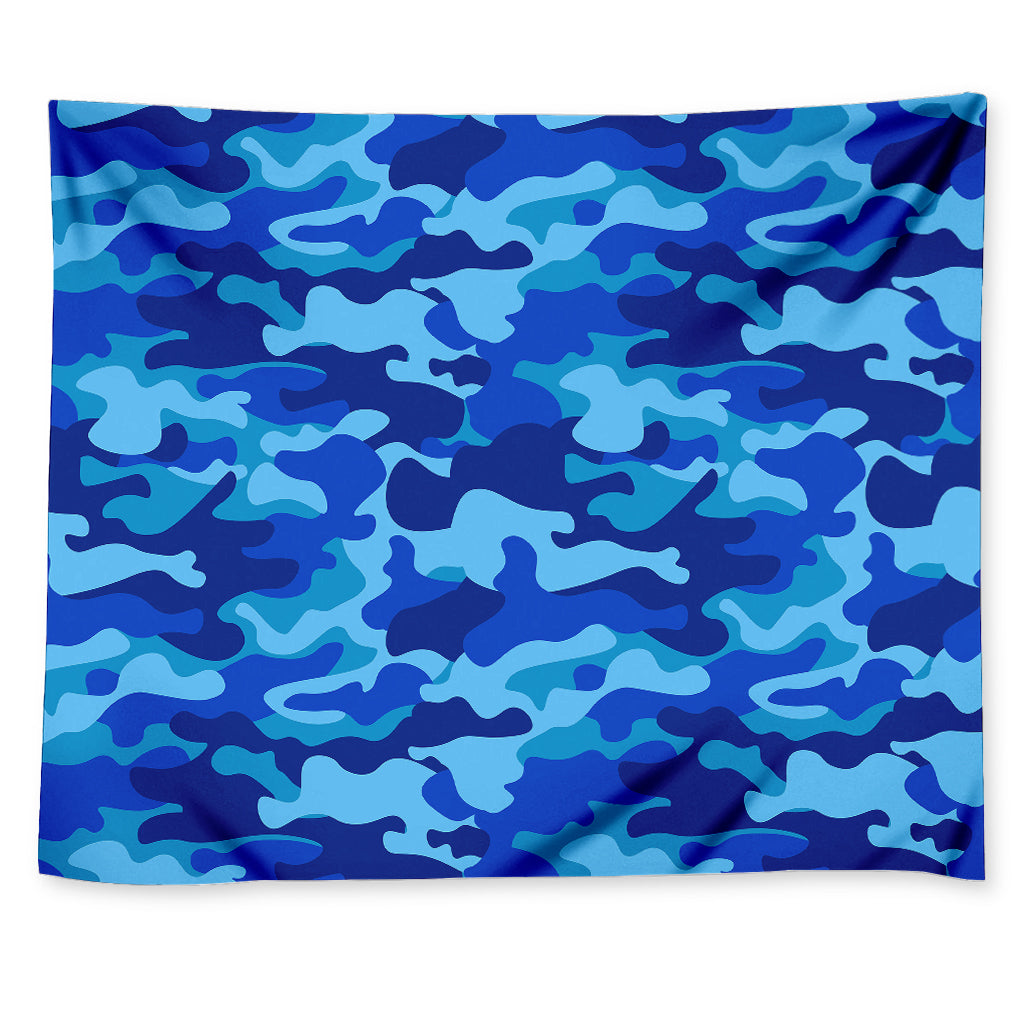 Blue Camouflage Print Tapestry