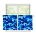 Blue Camouflage Print Tier Curtains
