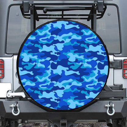 Blue Camouflage Print Tire Cover