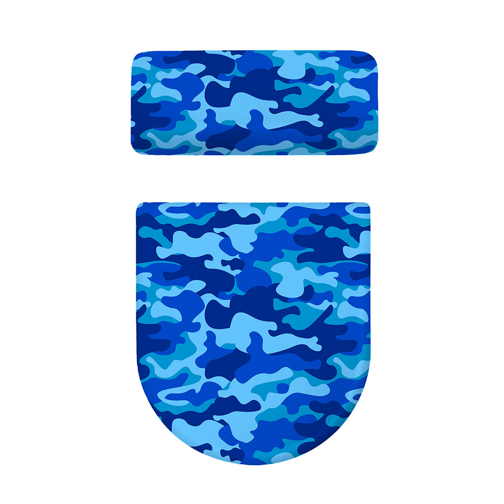 Blue Camouflage Print Toilet Lid And Tank Cover Set