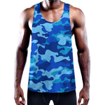 Blue Camouflage Print Training Tank Top