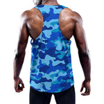 Blue Camouflage Print Training Tank Top