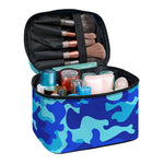 Blue Camouflage Print Travel Makeup Bag