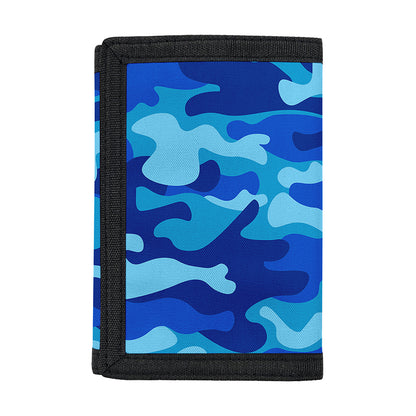 Blue Camouflage Print Trifold Wallet
