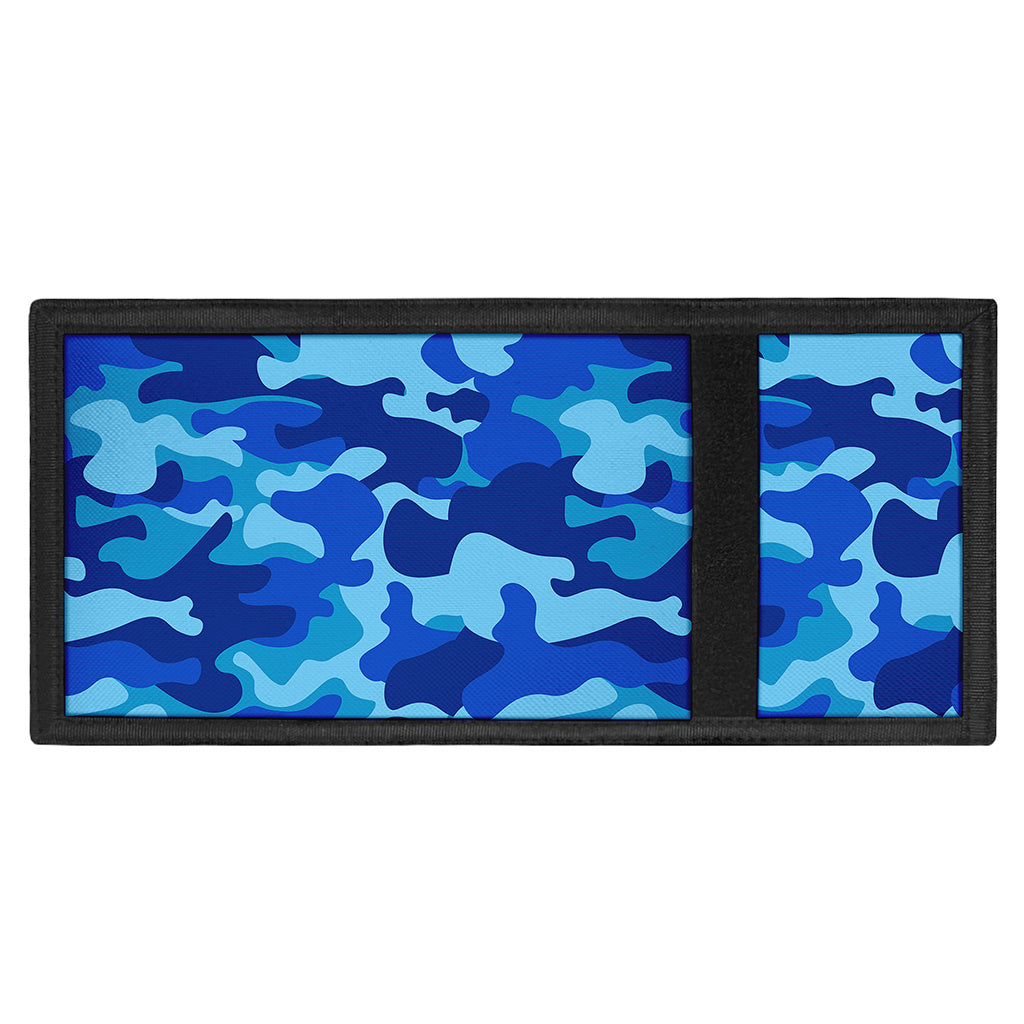Blue Camouflage Print Trifold Wallet