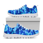 Blue Camouflage Print White Running Shoes