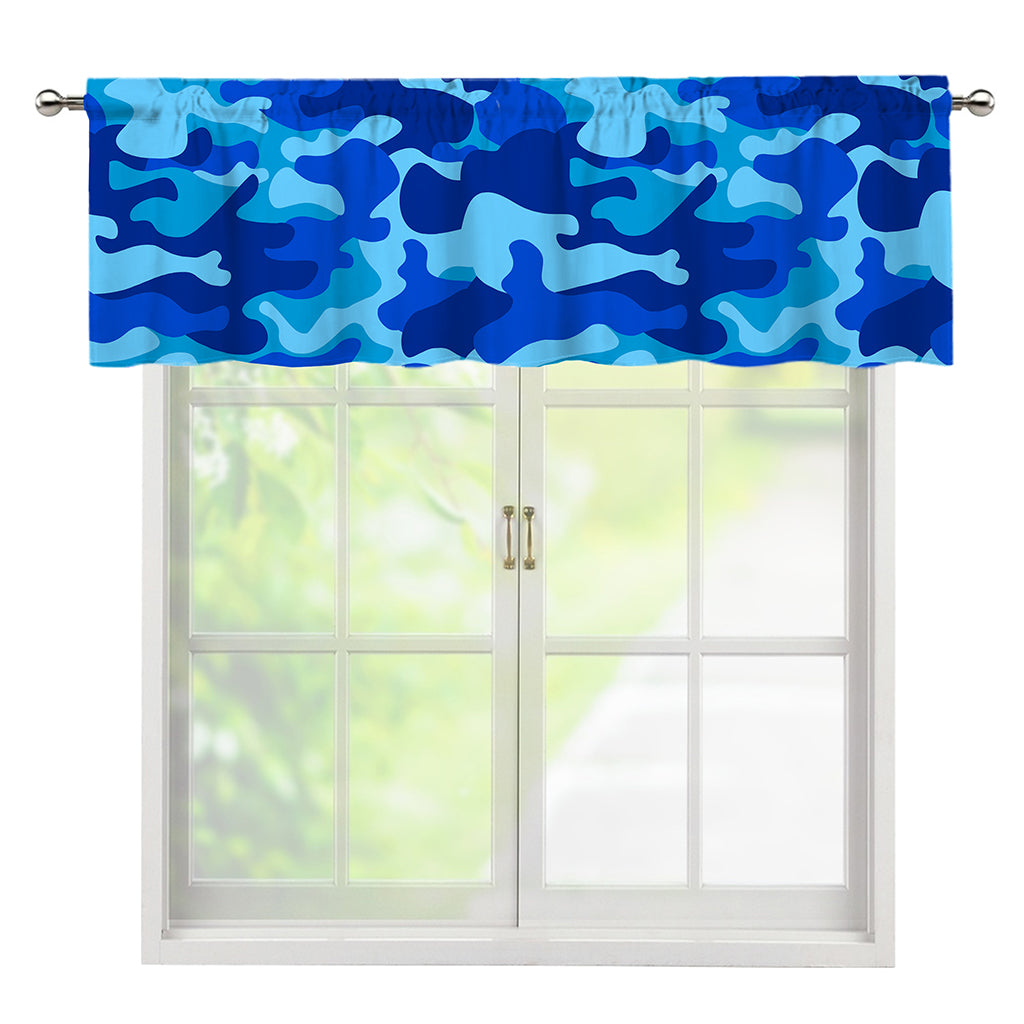 Blue Camouflage Print Window Valance
