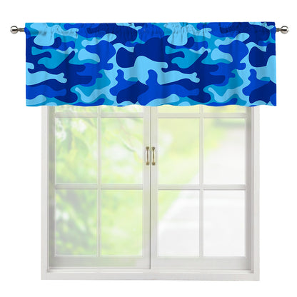 Blue Camouflage Print Window Valance