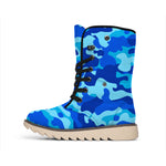 Blue Camouflage Print Winter Boots