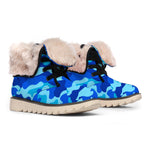 Blue Camouflage Print Winter Boots