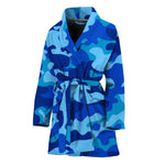 Blue Camouflage Print Women's Bathrobe