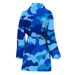 Blue Camouflage Print Women's Bathrobe