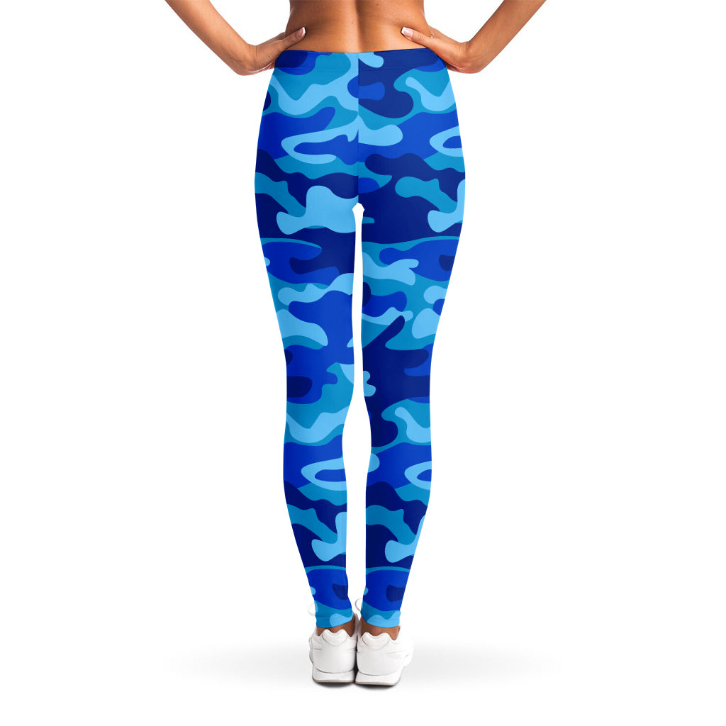Blue Camouflage Print Women's Leggings