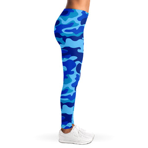 Blue Camouflage Print Women's Leggings