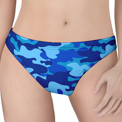 Blue Camouflage Print Women's Thong