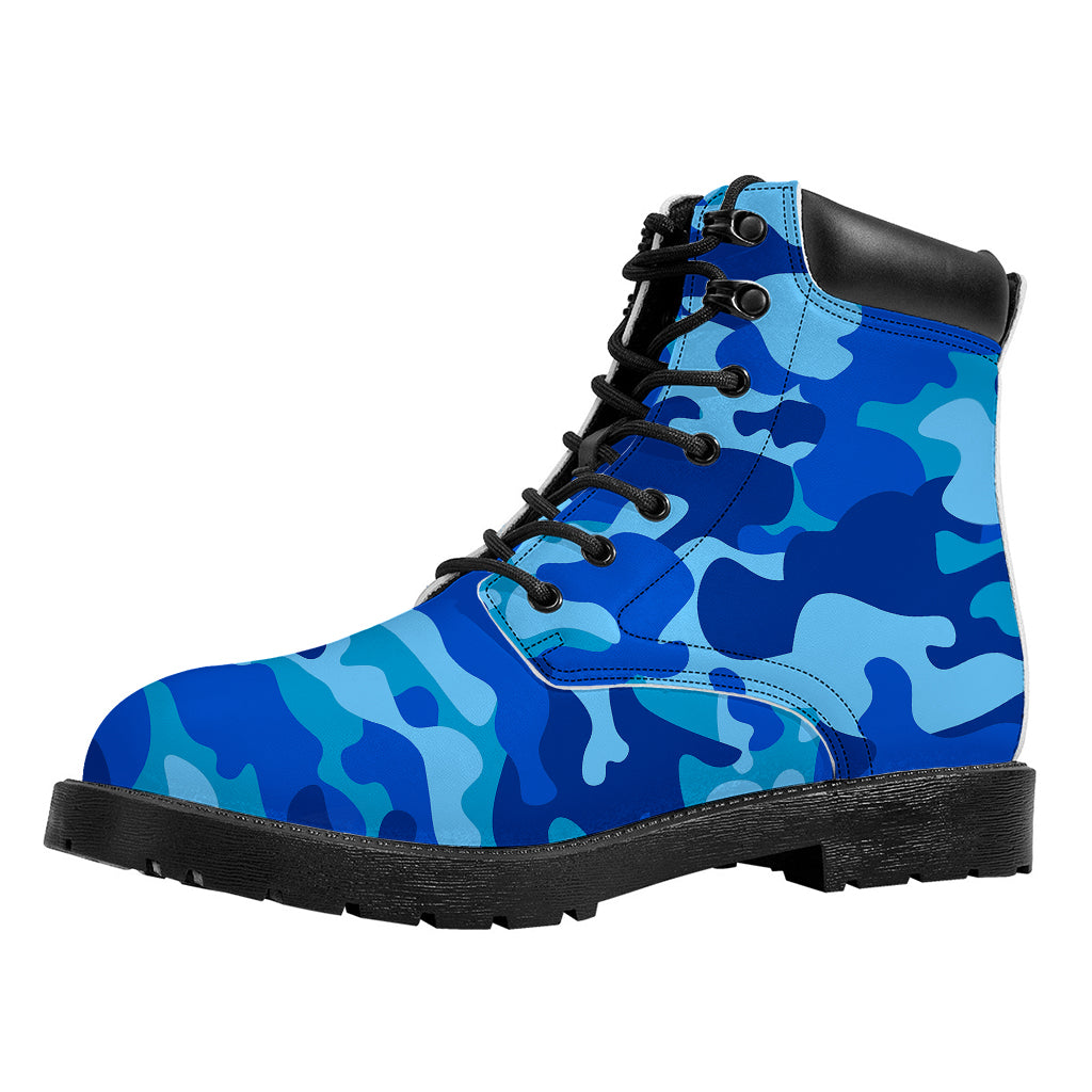 Blue Camouflage Print Work Boots