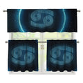 Blue Cancer Zodiac Sign Print 3 Piece Kitchen Curtains