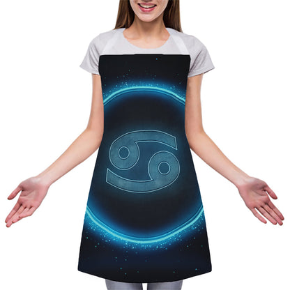 Blue Cancer Zodiac Sign Print Adjustable Apron