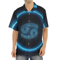 Blue Cancer Zodiac Sign Print Aloha Shirt