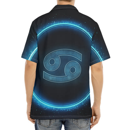 Blue Cancer Zodiac Sign Print Aloha Shirt