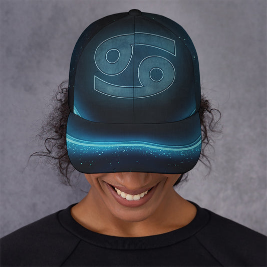 Blue Cancer Zodiac Sign Print Baseball Cap