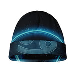 Blue Cancer Zodiac Sign Print Beanie