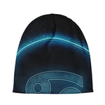 Blue Cancer Zodiac Sign Print Beanie