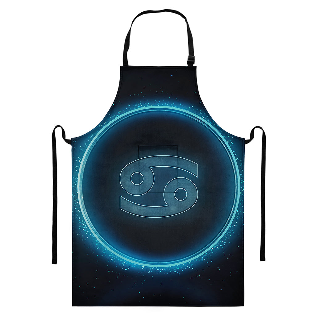 Blue Cancer Zodiac Sign Print Bib Apron With Pocket