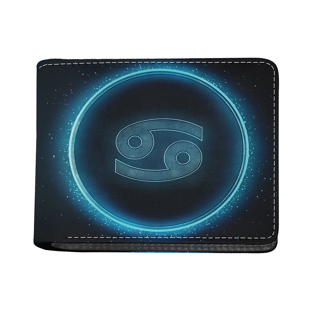 Blue Cancer Zodiac Sign Print Bifold Wallet