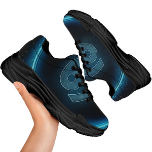 Blue Cancer Zodiac Sign Print Black Chunky Shoes