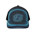 Blue Cancer Zodiac Sign Print Black Mesh Trucker Hat